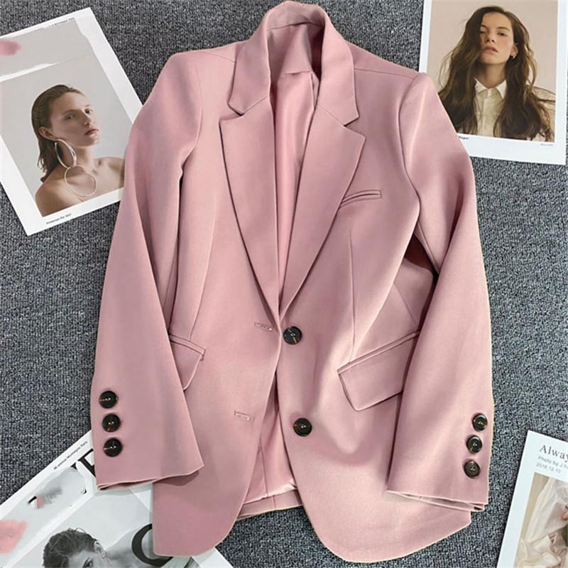 Four Seasons Women's Khaki Suit Jacket Spring Autumn CollectionElegant High-End Street Style for The Leisure Season