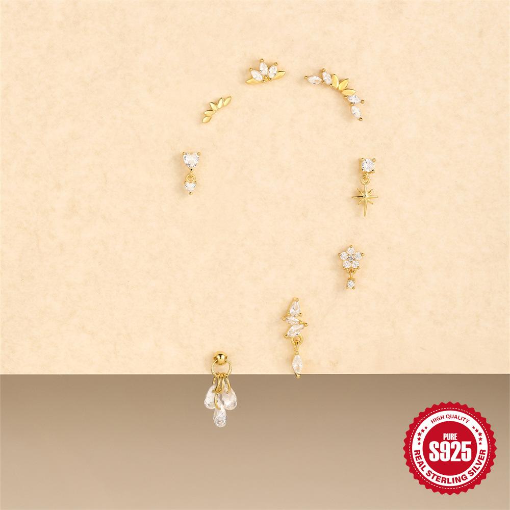 Cercei Piercing Cartilaj Spirală Lotus Diamant Argint Sterling S925 Purtare Zilnică Stâlp Multi-Mărime 5/6/8 Mm