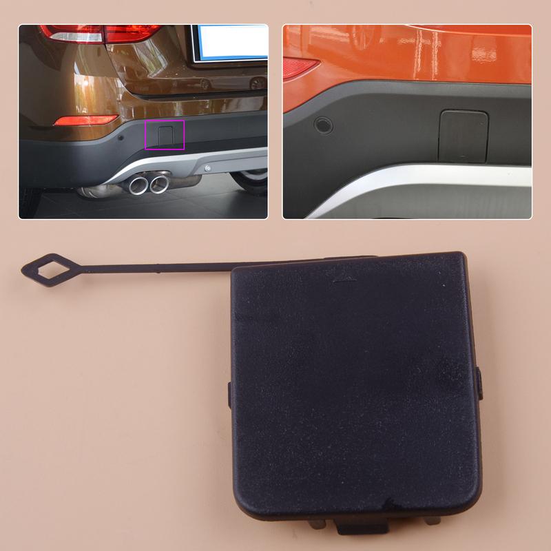 CITALL Car Black Plastic Left Rear Bumper Tow Eye Hook Cover Cap 6.7x5.8 cm Fit for BMW X1 E84 2013 2014 2015 51127303815