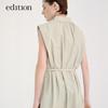 Edition Women's Sleeveless Stand-up Collar Cotton Shirt Dress