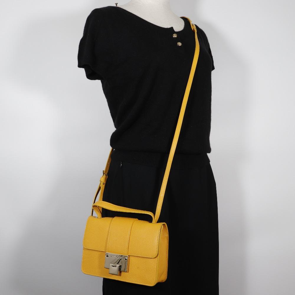 Jimmy Choo 2WAY Mini Shoulder Handbag Yellow Calfskin Women Used