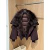 Giacca Invernale Donna Taglia L Collo in Vera Pelliccia di Volpe Giacca Imbottita Larga Calda Parka Cappotti in Piuma