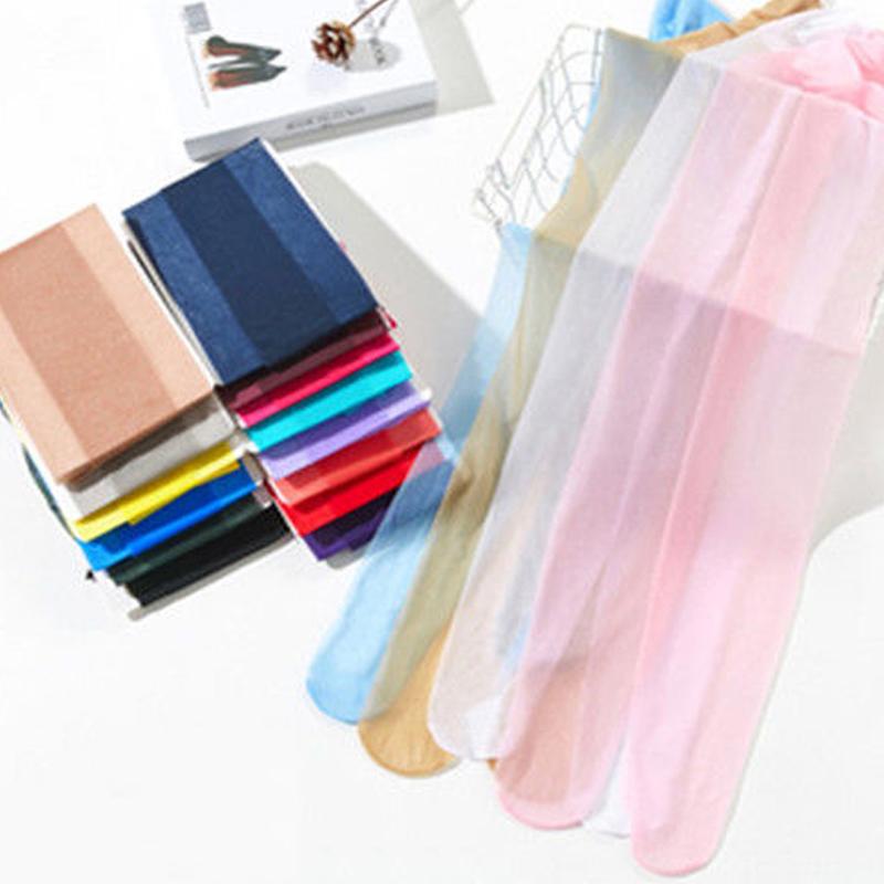 Japanese Style Alluring Ladies Young Ladies Anti Hook Clear Stretch Fabric Tights Candy Color Barely There Bottoming Tights Multicolour See Through