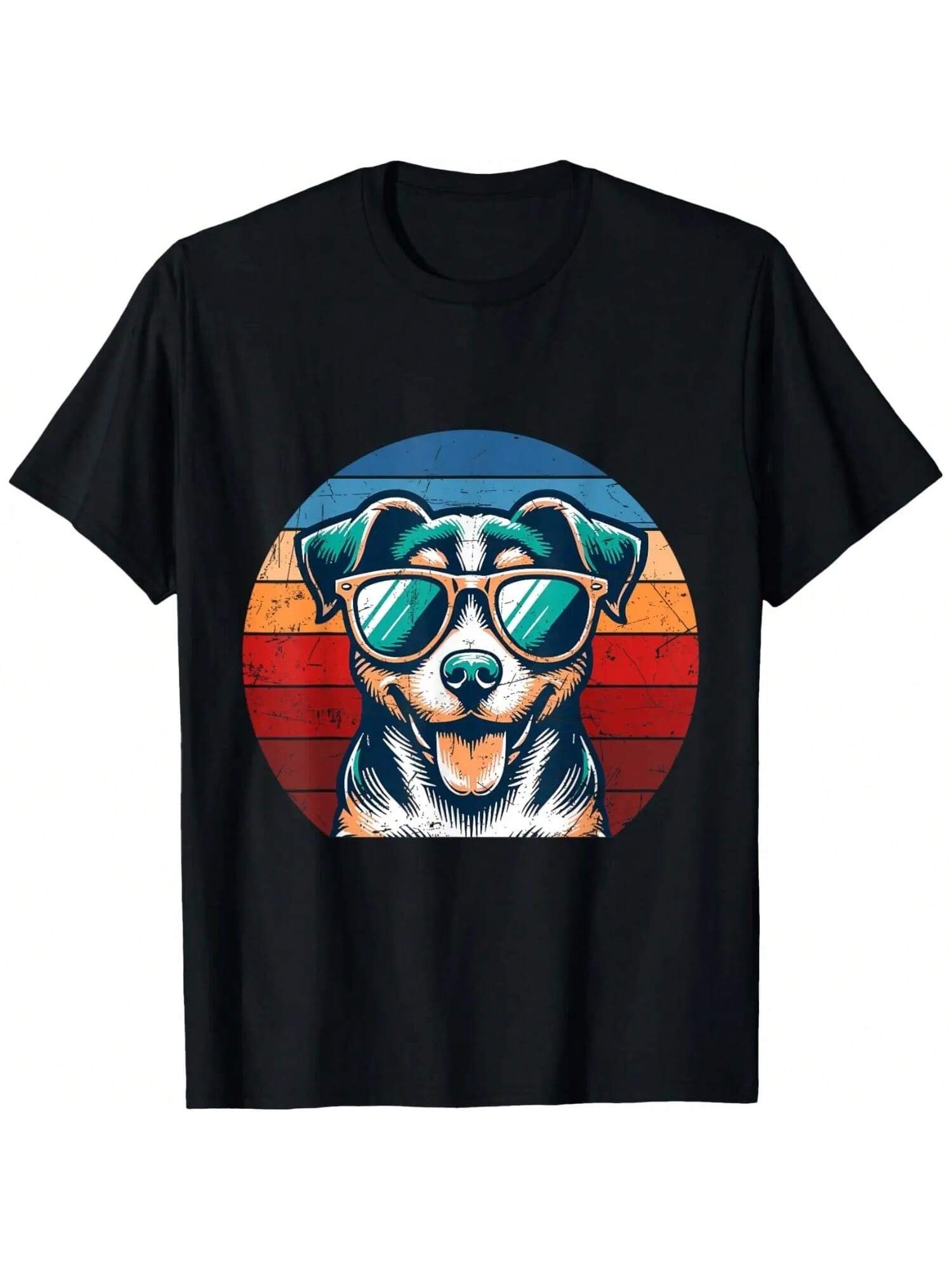 Cool Retro Dog In Sunglasses 70s 80s 90s Funny Dog T-Shirt S