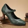 Dames hoge hakken lente en zomer nieuwe dunne hak retro gesp lichte mond enkele schoenen grote maat lage schoenen