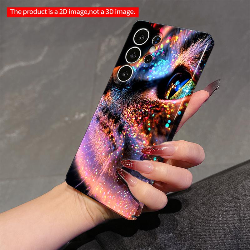 2DFlat Samsung Phone Case Glitter Cat Eye Magic Applicable To Galaxy S22 S23 S24 S25ULTRA S26 A12 A13 A14 A15 A16