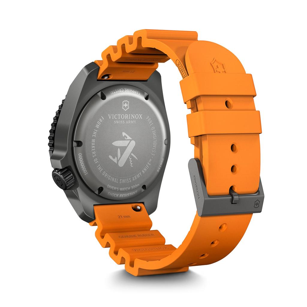 VICTORINOX DIVE PRO Automatikuhr mit Titan Schwarz Orange Gummi Wasserdicht Analog Perfekt für Outdoor Geschenk für Schwarz 241996 Herrengehäuse, Zifferblatt,
