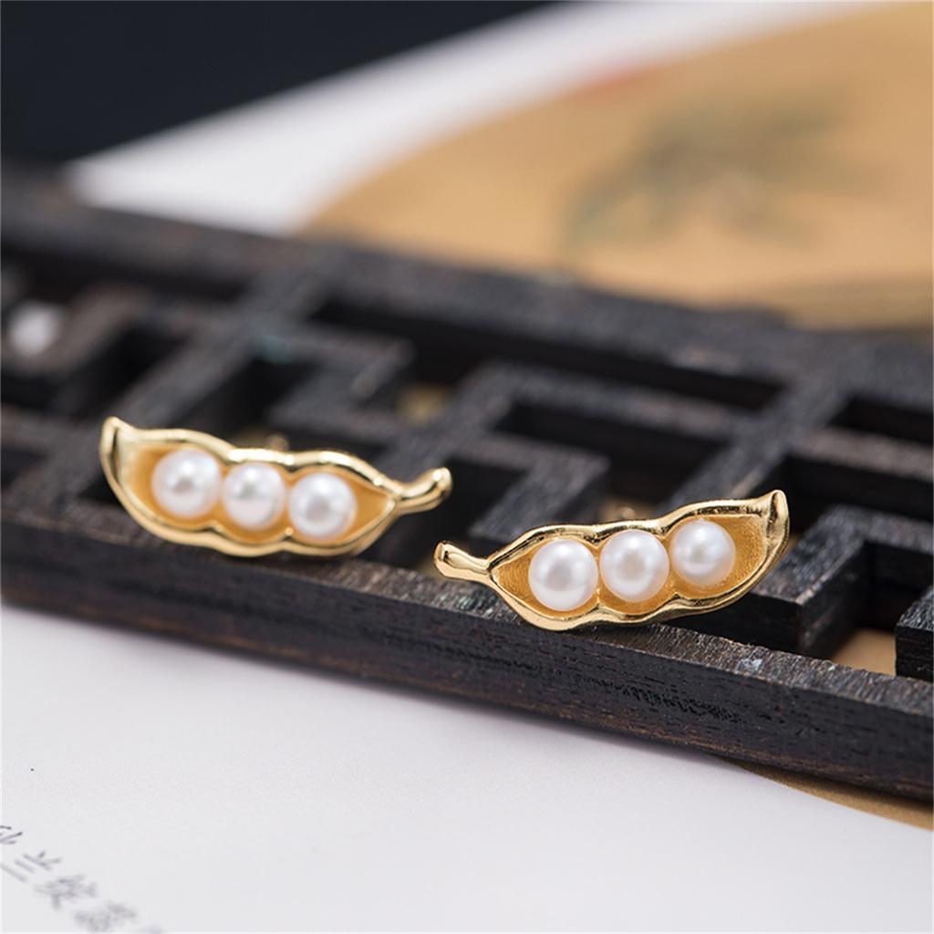 925 Sterling copper Pea Earrings Fashion Chinese Style Natural Zircon 3mm Women Gifts Simple Simple Delicate Zircon Wholesales