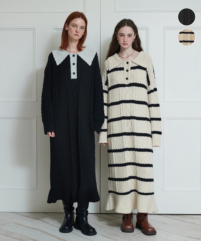 Dyuidyui Wool Pique Knit Dress (2 Colors)