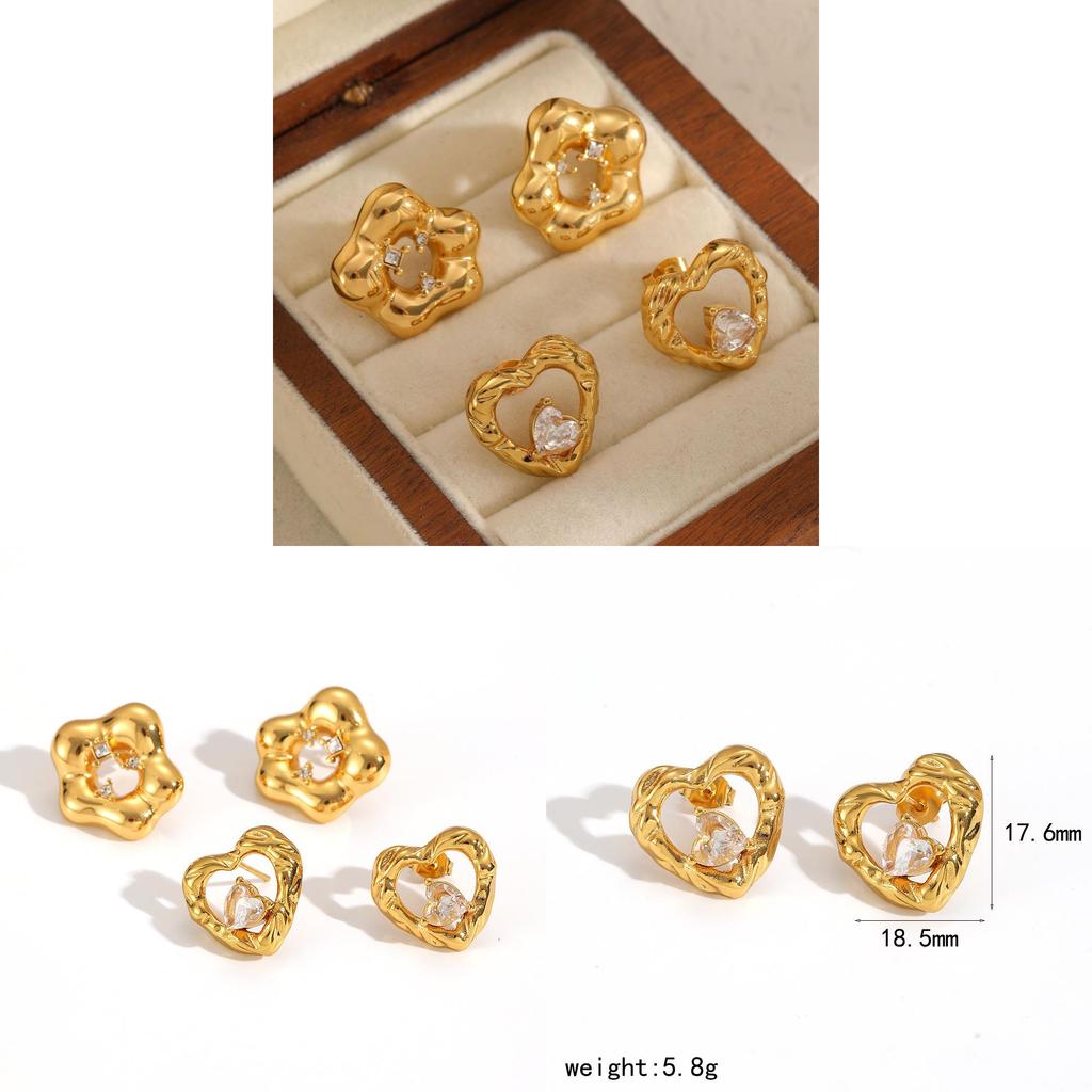 Geometric Stainless Steel Earrings For Women With Plating In Modern Light Luxury Style