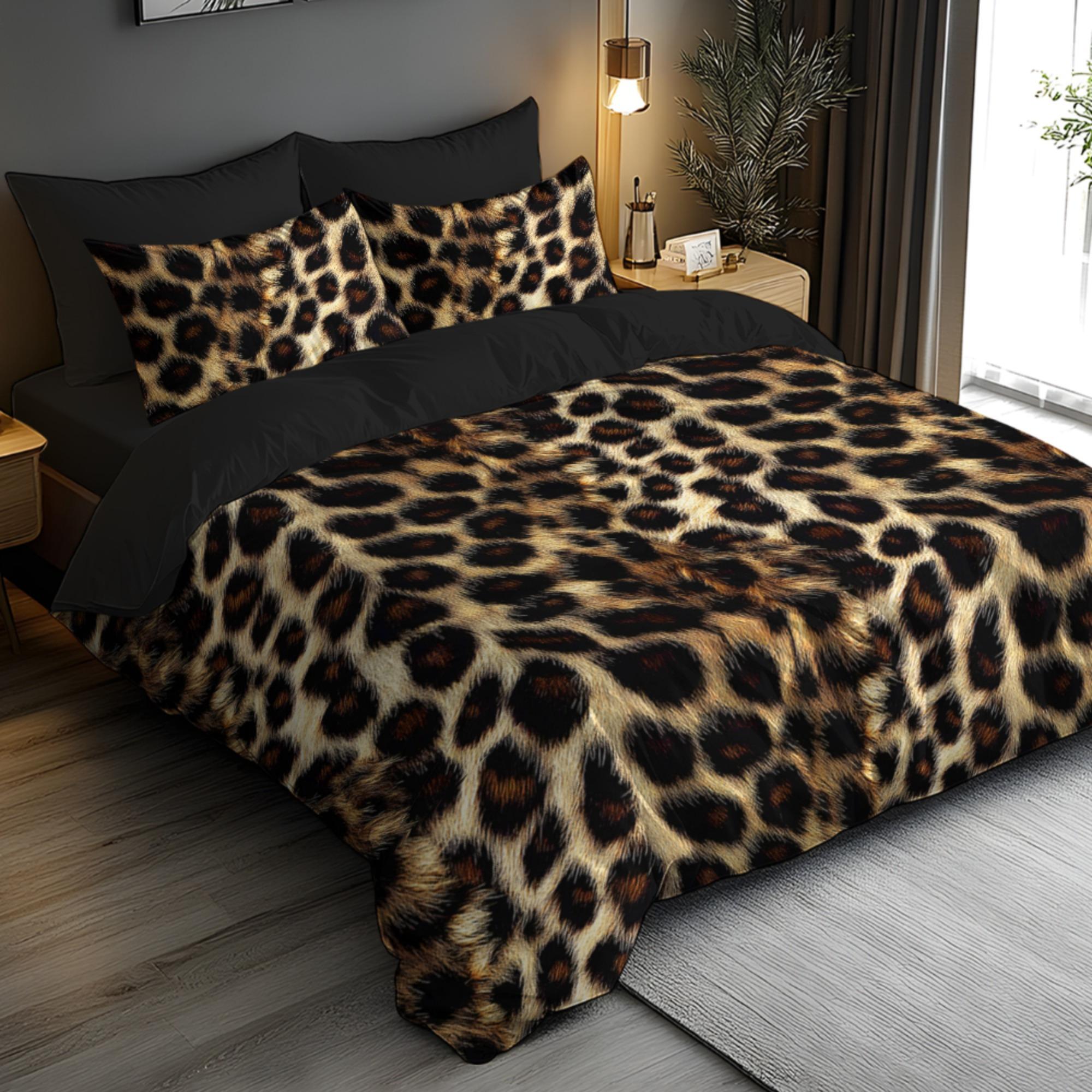 Luipaardprint Beddengoed Set Modieuze 3D Print Dekbedovertrek Kussensloop Gezellig Hypoallergeen Voor Slaapkamer Decoratie EU SK(260x220cm)