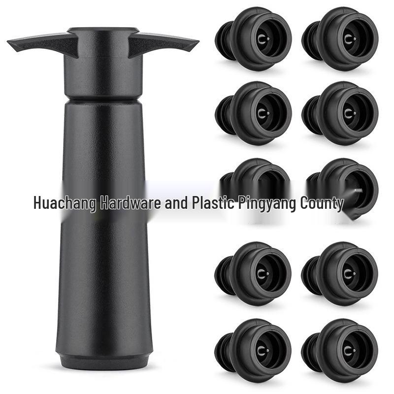 Pompka próżniowa do wina ze stali nierdzewnej i czarnej z korkiem silikonowym