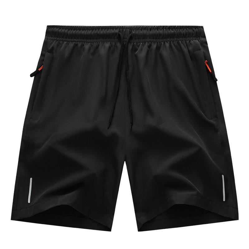 Men's 2025 Summer Reflective Sports Shorts - Ice Silk, Zipper, Four-Way Stretch, Casual Five-Point Pants