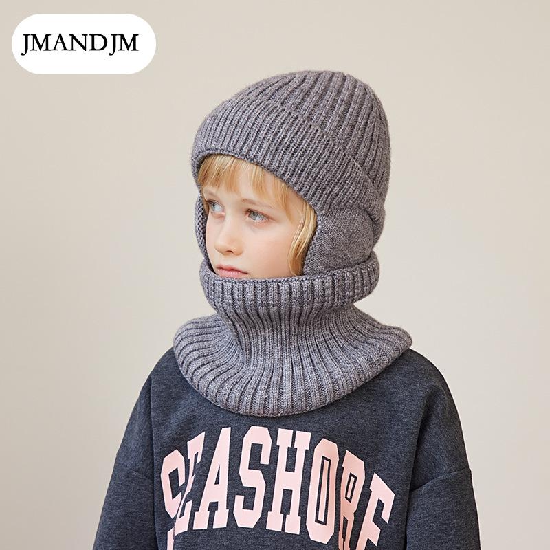 Pălărie pentru copii din catifea de iarnă, set de eșarfe, pălărie din lână tricotată, pălărie caldă pentru băiat, pulover