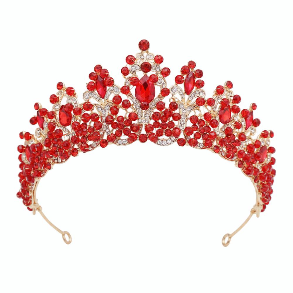 

Luxurious Crystal Crown Exquisite Baroque Headpiece Rhinestone Headband Bridal Tiara Wedding красный
