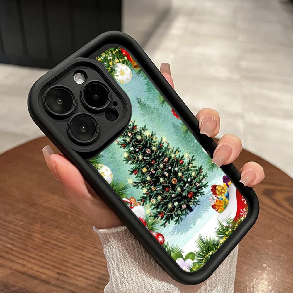 Ae121 Merry Christmas Santa design art Phone Cases for iPhone 16 14 13 11 Pro Max 15 7 8 6 Plus 12 mini XR XS Max SE Angel Eye Ladder Protective Cover