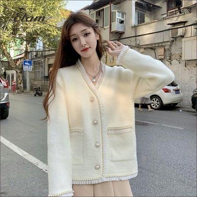 Strickjacke Mantel Weibliche 2023 Nachahmung Nerz Wolle Pullover Mantel Frauen Herbst und Herbst Vielseitig Französisch Stil Kurze Strickjacke Weibliche