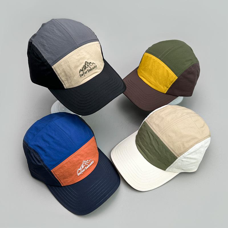 Supermarket Go Women's Green Japanese Retro Embroidery Light Board Contrasting Color Baseball Cap For Men And Outdoor Sports Quick-Drying Couple Sunshade 52-60Cm
