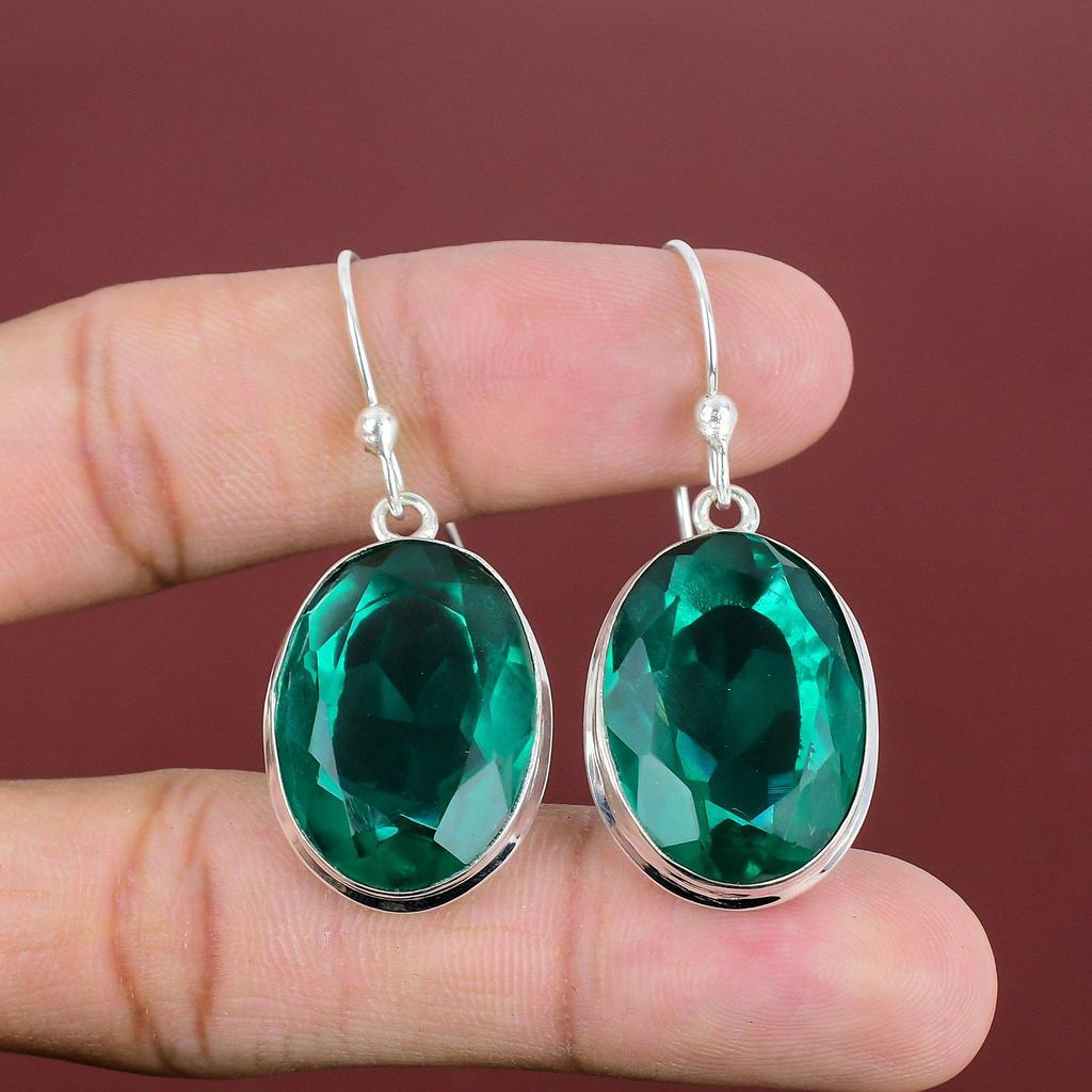 Faceted Chrome Diopside Earring Natural Gemstone Earring 925 Sterling Silver Earring Handmade Drop Earrings Gifts For Mom Birthstone Jewelry