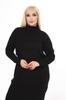 Women's Big Size Dress Green Half Turtleneck Knitted Knitted Dress
