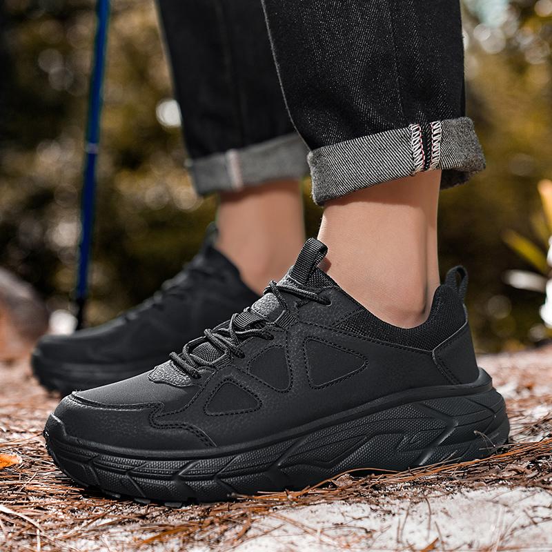 Fashion Hiking Men Sneakers Thick Soled Casual Shoes Men Cushioning Sports Shoes Outdoor Waterproof Walking Shoes Plus Size 39-48