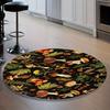 Crystal velvet carpet2D Flat, 2D Flat Print, not 3D, Small Mushroom Pattern Round Mat - Soft, Non-slip, Washable Fleece Mat, wit