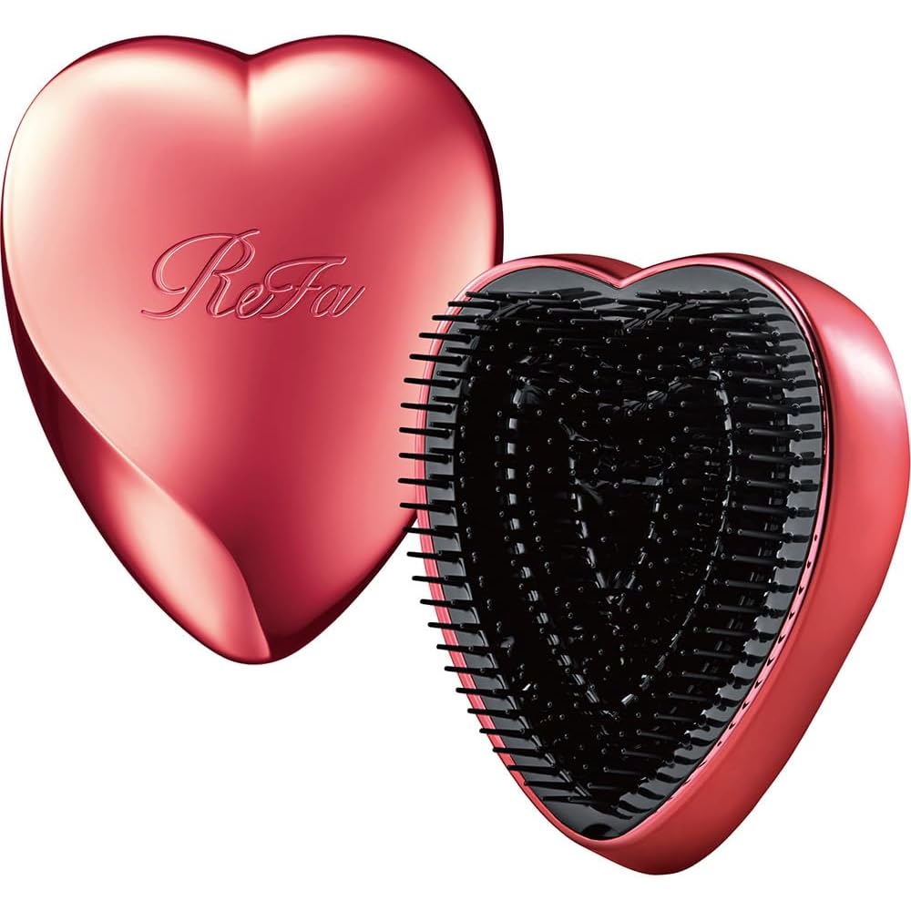 ReFa HEART BRUSH Shine Red Hair Brush with Ergonomic Design and Soft Bristles