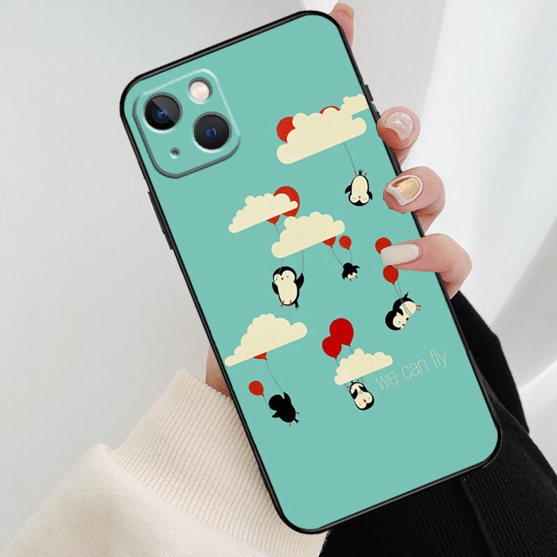 Cute Penguin Pattern Phone Case For iPhone 17 Pro Max 15 14 13 11 12 16 Pro Max Mini 15 16 Plus 16e 17 Air Cover