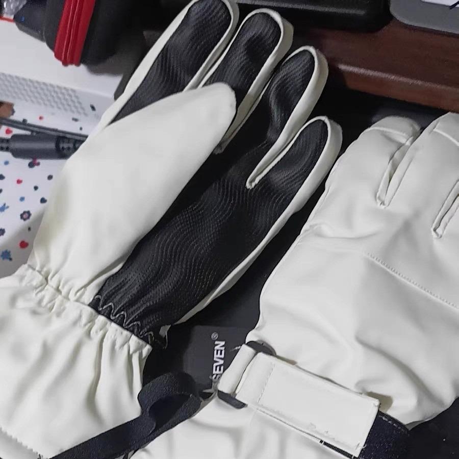 High-quality ski gloves, men's and women's winter white thermal gloves, cycling sports protective gear, touch screen five-finger outdoor gloves