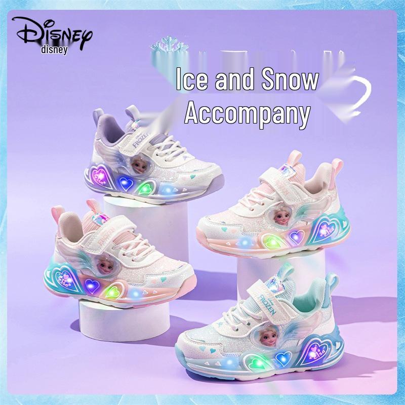 Girls  Mesh Light-Up Princess Sneakers - Breathable Soft Sole for Spring & Fall 25