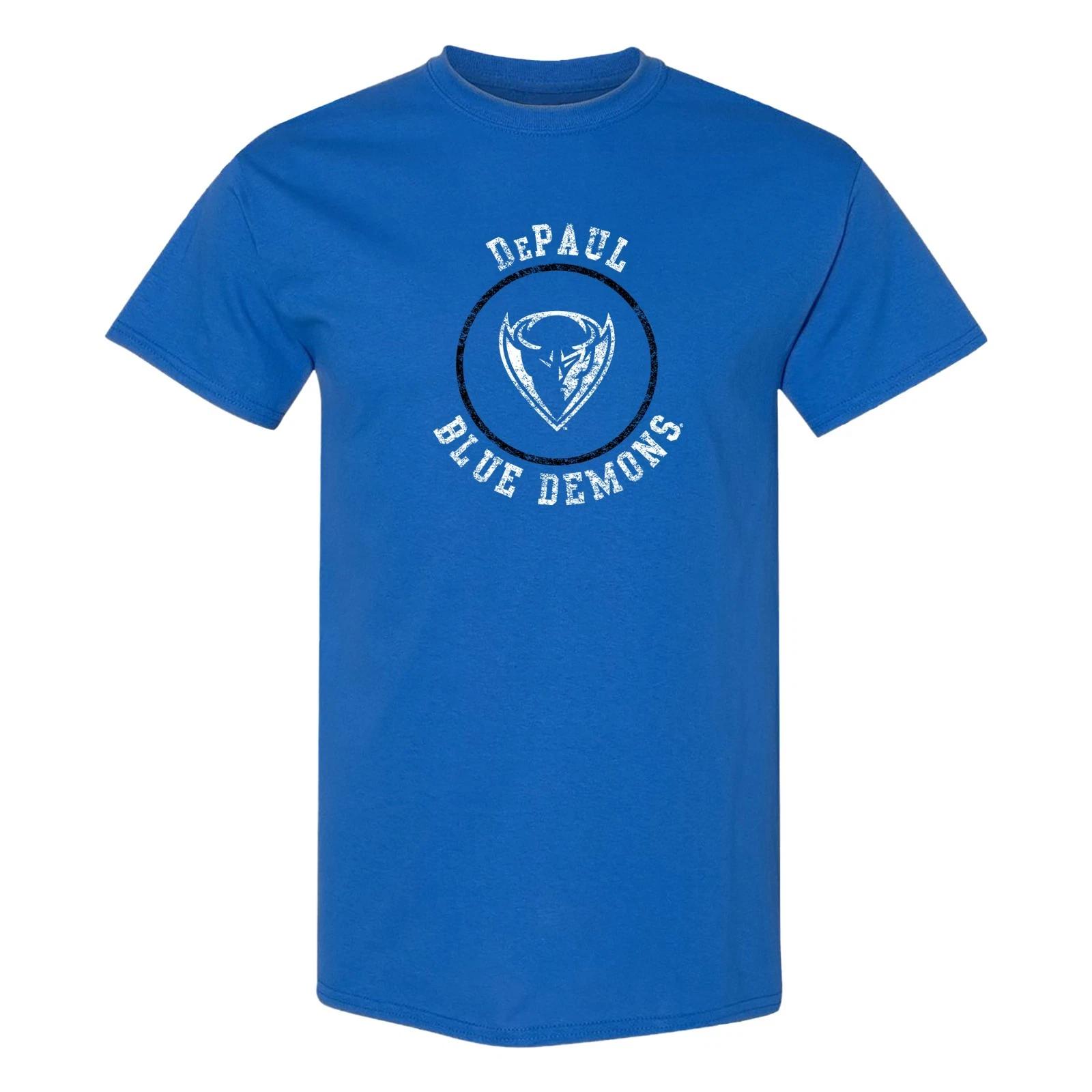 DePaul Distressed Circle Logo T-Shirt - Royal XL