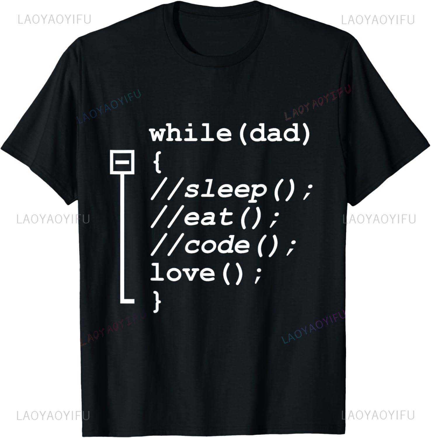 Programmer Papa Sleep Eat Code Funny Fathers Day TShirt Print Original Design Gifts T Shirts Unisexs Camiseta Hombre S