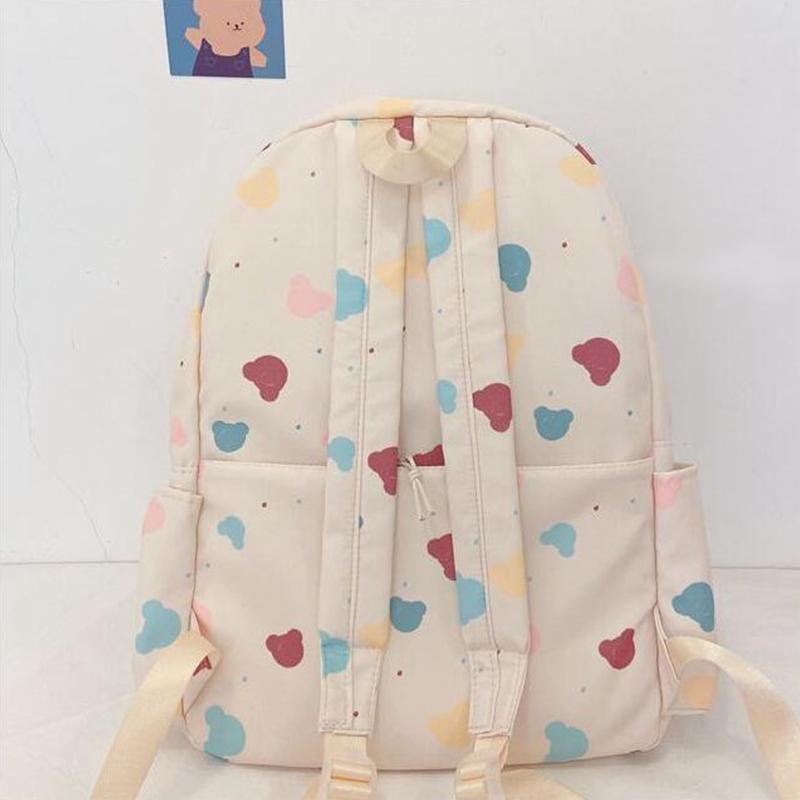 Kawaii Cartoon Backpack For Women Funny Large Capacity School Shoulder Bag Nylon Handbag Student Anti-theft Rucksack