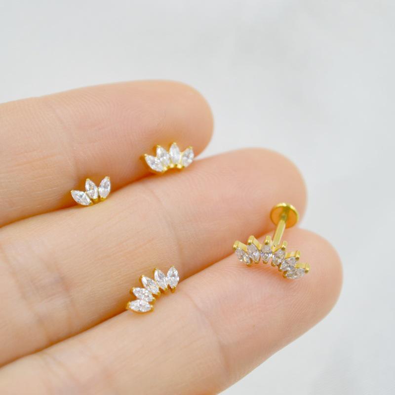 Titan G23 Coroană Marcheză Zircon Stud pentru Buze și Urechi pentru Piercing Medusa, Helix și Cartilaj.