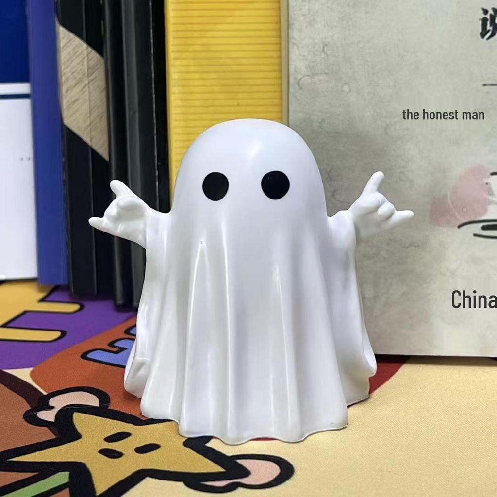 Creative Cute Ghost Resin Figurine: Middle Finger Halloween Decoration
