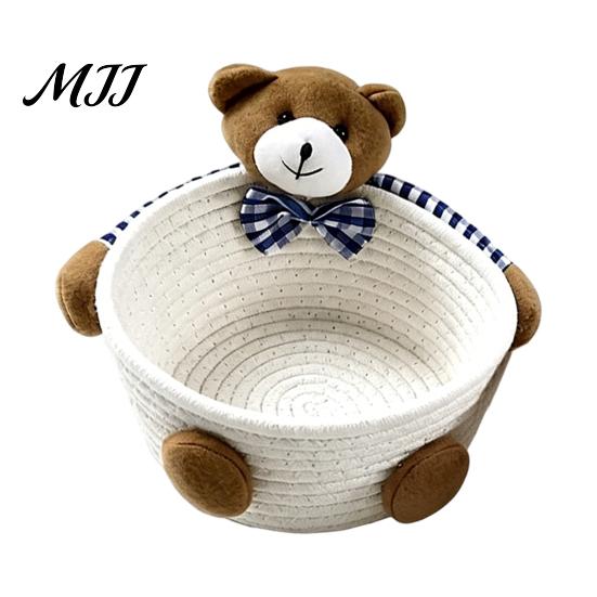 Weicher Stoff-Aufbewahrungsbehälter Schreibtischkorb, Cartoon Plüschbär und Kaninchen Seil Mini für Lippenstiftform, Gewebter Organizer Kleinteile Schmuck