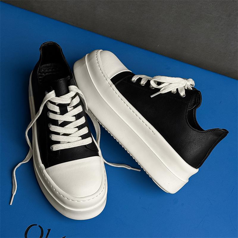 Fashion Street Style Casual Leather Men Shoes Youth Teenage Thick Bottom Shoes New Design Leisure Walk Male Sneakers Vulcanize Footwear