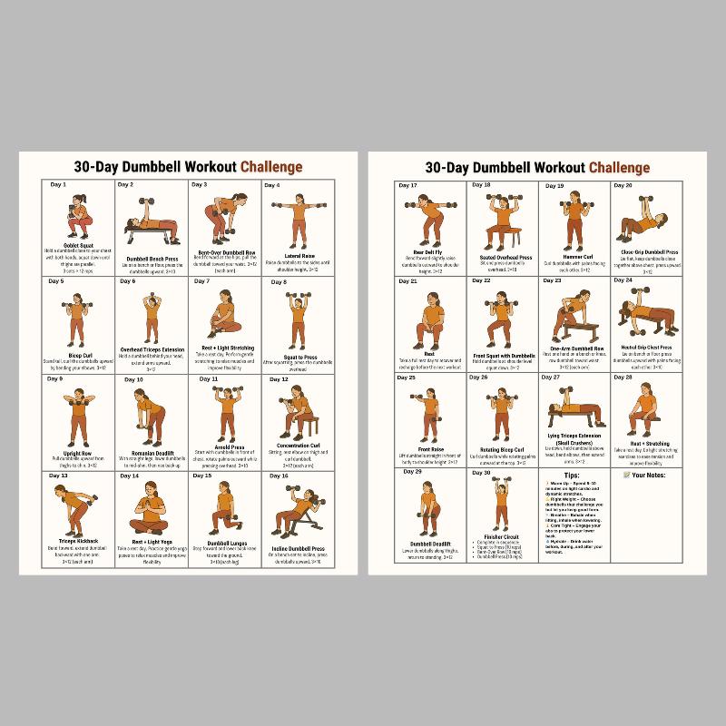 Senior Exercise Plan Poster 30 Day Daily Illustrated Workout Guide No Experience Needed for Elderly Home Fitness Use
