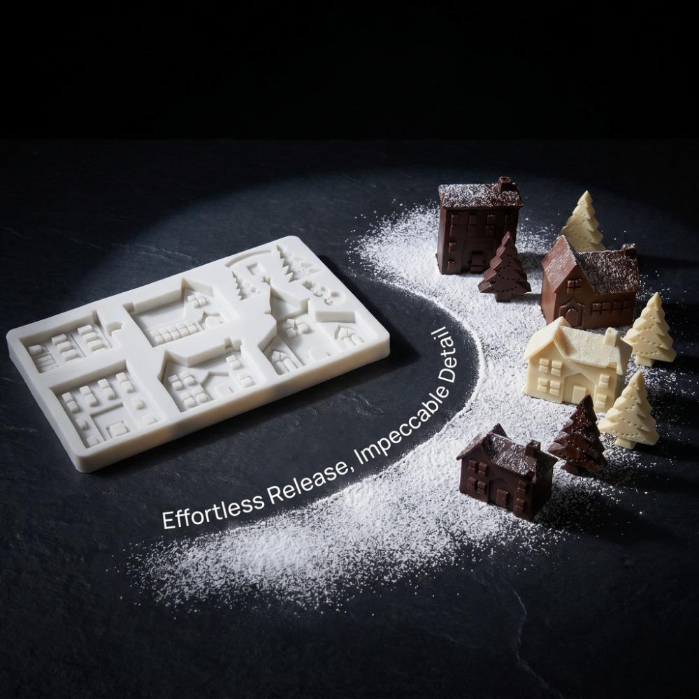 Easy Release Silicone Mold Multiple Cavity Design Chocolate Mold Christmas Mold Holiday Baking белый