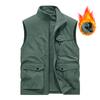 Spring New Men Waistcoat Men Leisure Solid Color Vest Young Middle-Aged Photography Fishing Casual Vest Fleece Jacket Male