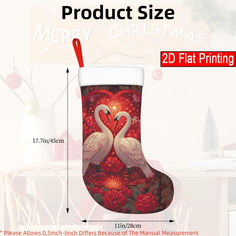 Christmas decoration fireplace hanging stocking() 1PC&2PC&4PCLove Swan (1) - pattern Christmas gift socks, Chr