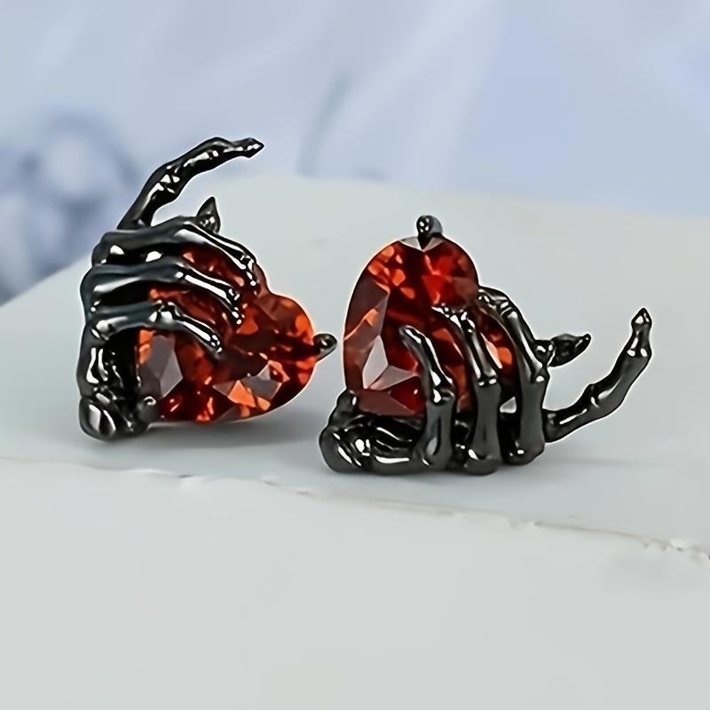 

Серьги на Хэллоуин в готическом стиле - Винтажный дизайн «Рука и сердце» со сверкающими стразами Праздники