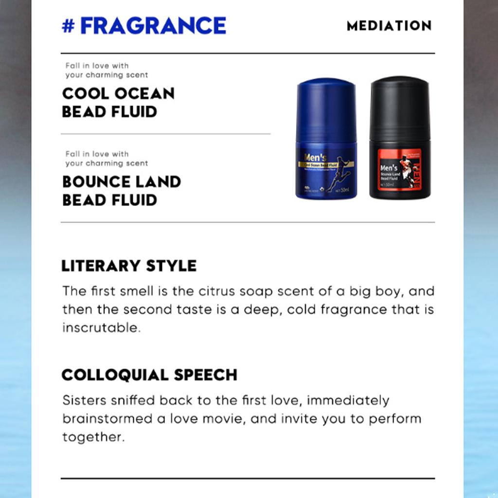 Long-Lasting Men's Antiperspirant Deodorant Roll-On, Fragrance Infused & Alcohol Free, Portable Sweat Control for All-Day Freshness