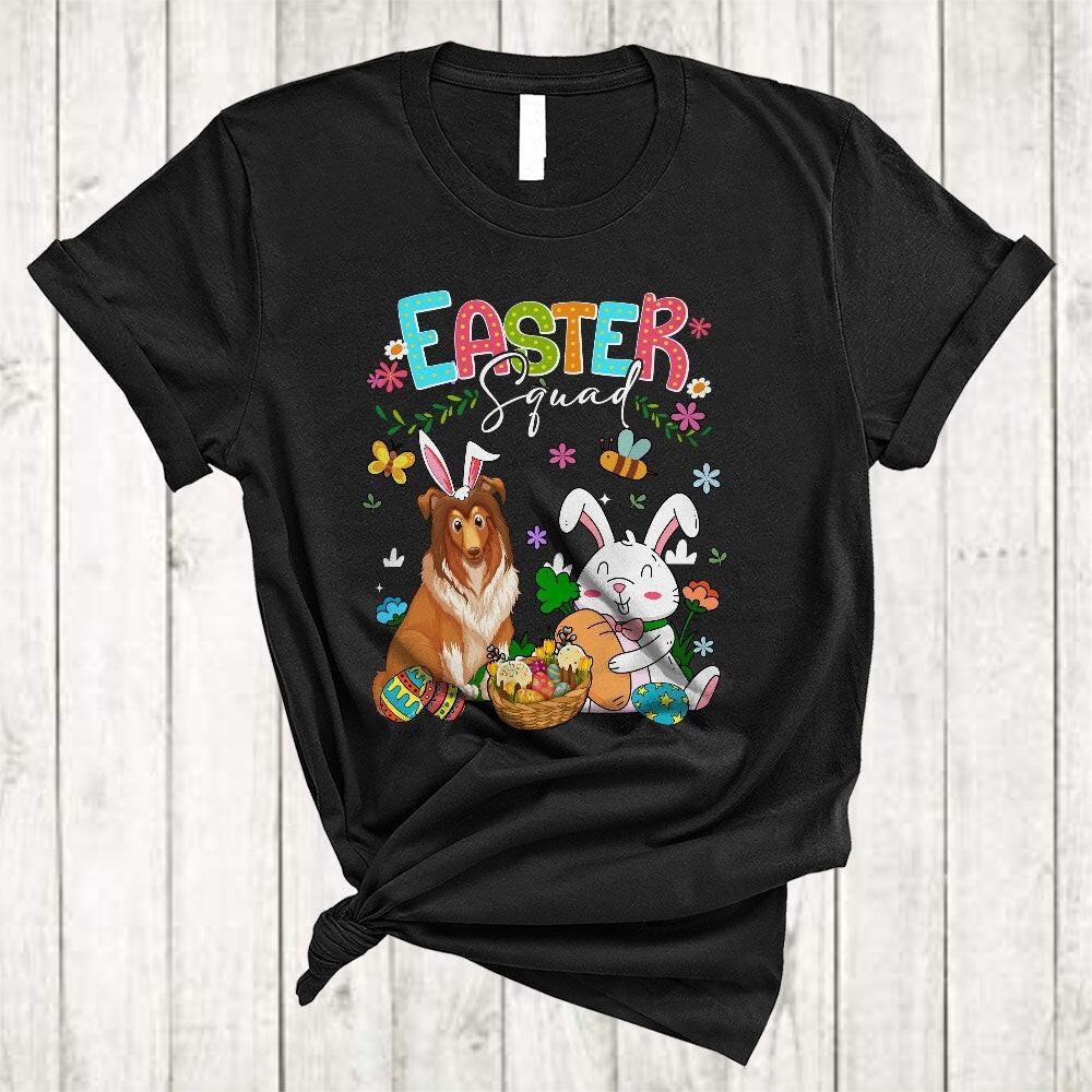 Easter Squad Lovely Easter Day Bunny Sheltie With Easter Egg Basket Animal S
