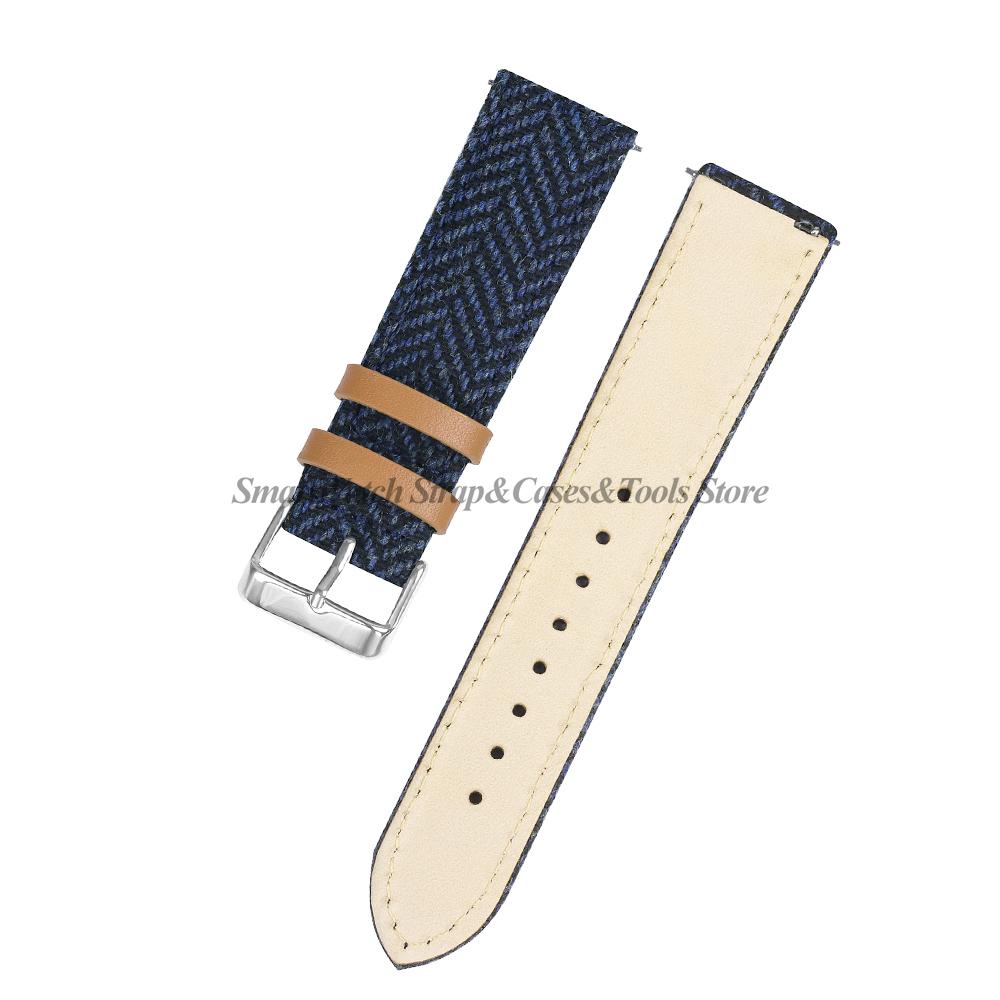 High Quality Vintage Nylon Genuine Leather Weave Strap 18mm 20mm 22mm Universal Quick Release Brown Watch Band Replacement Belt 18mm