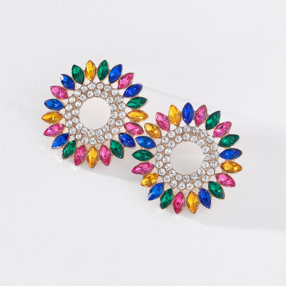 

Pinkdudu 2023 креативные 5 цветов серьги-гвоздики с подсолнухом романтические роскошные разноцветные круглые серьги со стразами для женщин PD1292