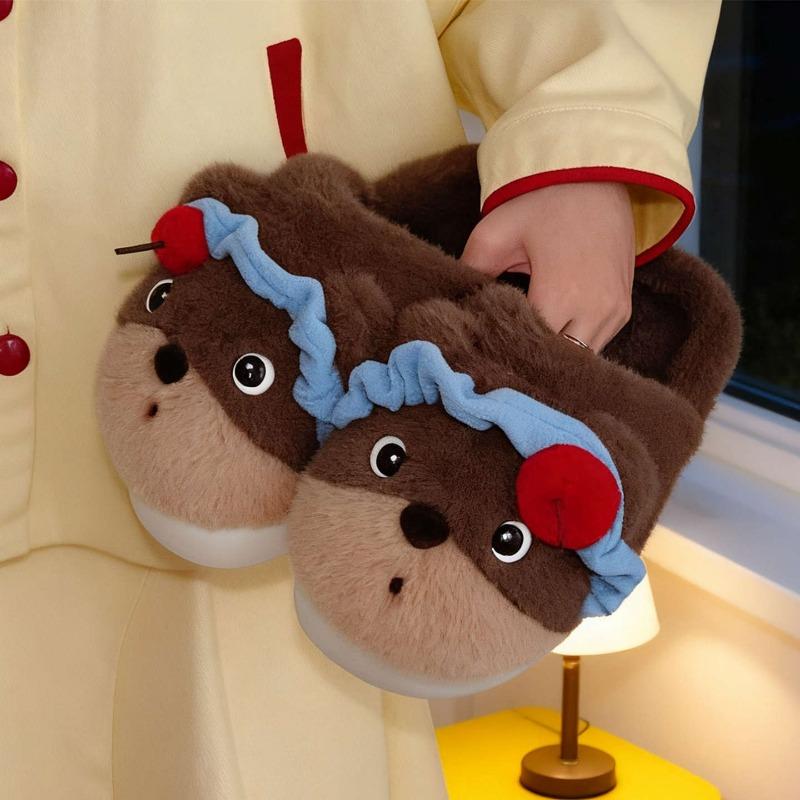Indoor Personalized Soft and Cute Cotton Slippers for Women, Warm, Comfortable and Adorable Furry Shoes