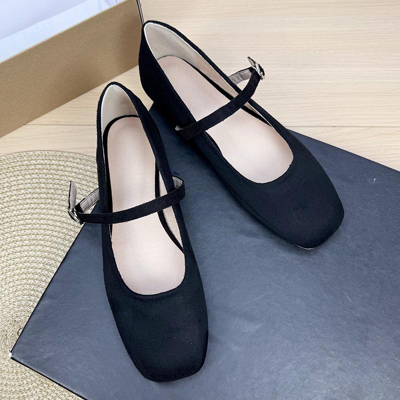 Fashion Flat Shoes for Women 2025 Square Toe Shallow Mouth Suede New Mary Jane Shoes Large Size Women's Shoes 42 43 44 Zapatos
