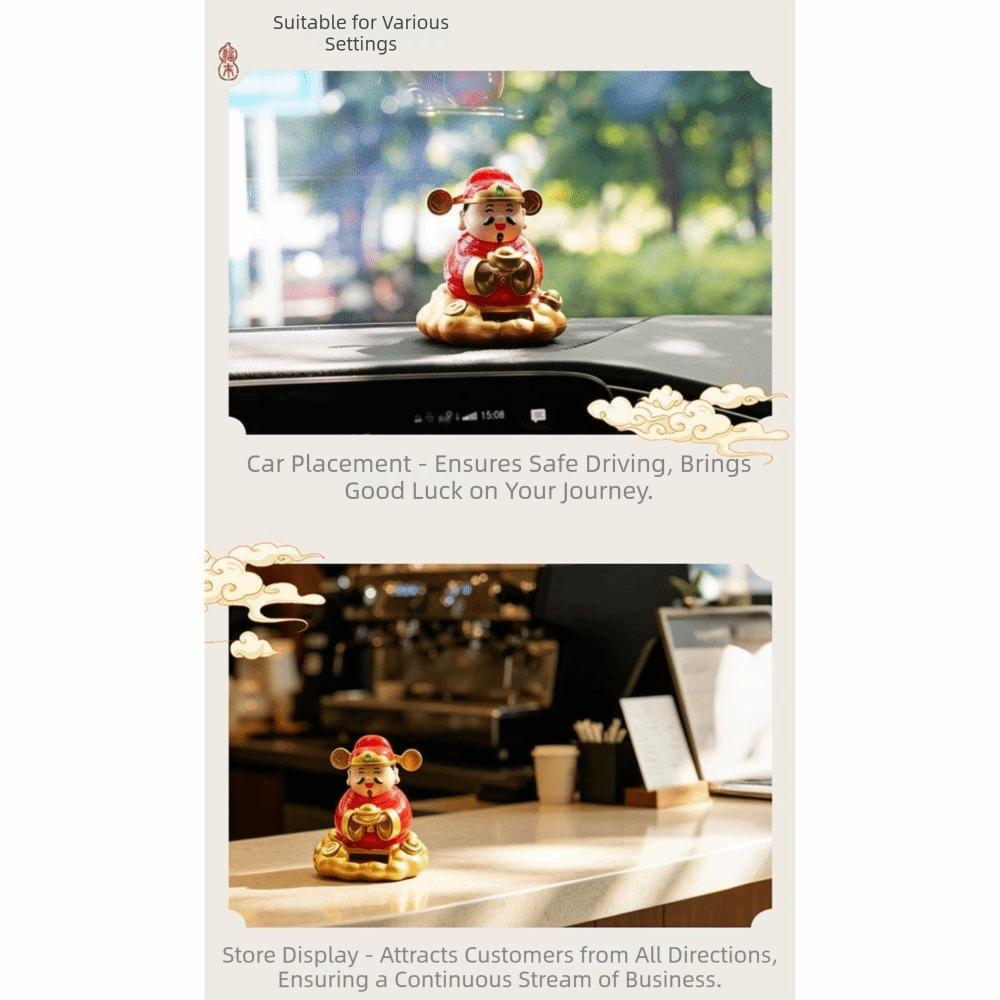Wealth Attracting Treasure God of Wealth Ornament Solar Powered Car Ornament Car Interior