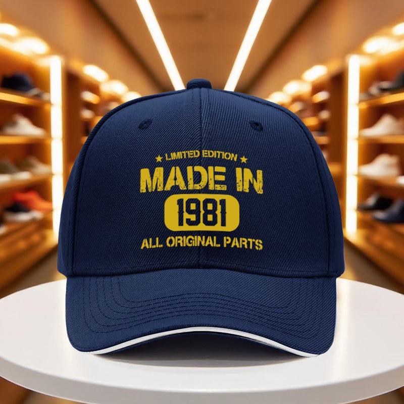 1pc 2025 SummerAutumn New Unisex Lightweight Baseball Cap with 1981 Birthday Print Outdoor Breathable Visor Hat for Family